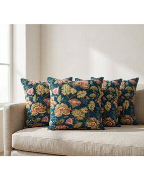 Set of 4 Floral Print Cushion Covers 18" x 18"-image-35