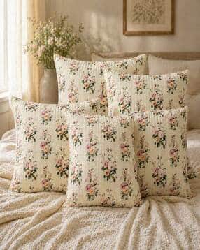 Set of 5 Floral Print Cushion Covers 18" x 18"-image-37