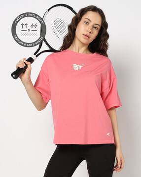 performax Women Graphic Print Boxy Fit Crew-Neck T-Shirt-picture-2