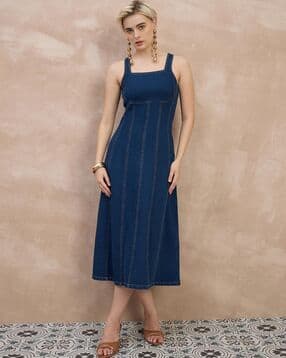 Women Square-Neck Fit & Flare Dress-image-26