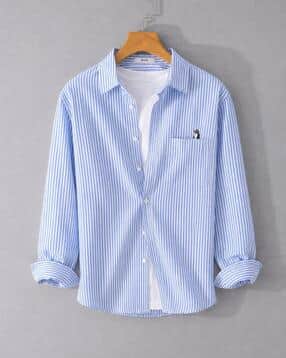 Men Striped Regular Fit Spread Collar Shirt-image-2