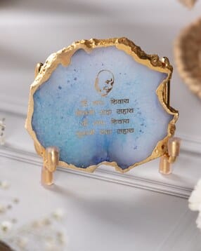 homearte india Guru Ji Mantra Turquoise Agate Showpiece with Metal Stand -picture-47