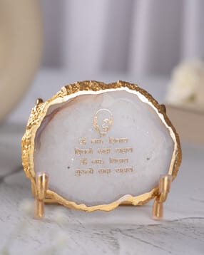 homearte india Guru Ji Mantra White Agate Showpiece with Metal Stand  -picture-13