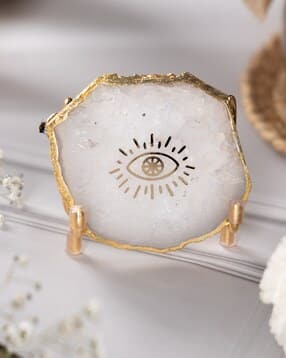 homearte india Evil Eye White Agate Showpiece with Metal Stand -picture-27