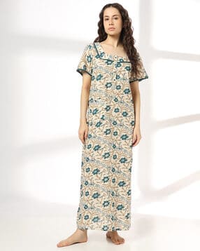 rio Women Floral Print Nightie with Patch Pocket-picture-32