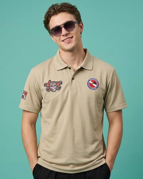 Alpha Tribe Men Embroidered Regular Fit Polo T-Shirt