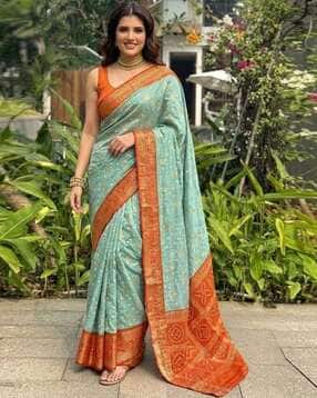 indie picks Bandhani Print Soft Cotton Silk Saree-picture-13