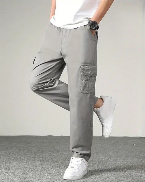 POSHAX Men Relaxed Fit Cargo Pants with Insert Pockets