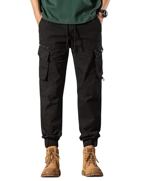 POSHAX Men Relaxed Fit Cargo Jogger Pants with Insert Pockets
