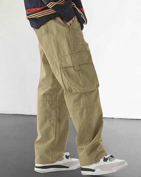 POSHAX Men Relaxed Fit Cargo Pants Khaki - Image 3