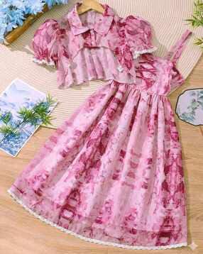 pamberston Girls Printed Fit & Flare Dress with Jacket-picture-43