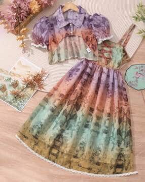 pamberston Girls Printed Fit & Flare Dress with Jacket-picture-17
