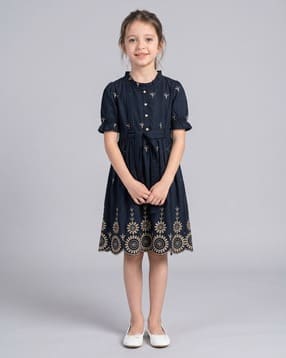 bella moda Girls Embroidered Fit & Flare Dress-picture-16