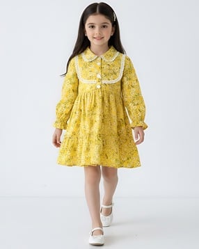 bella moda Girls Floral Print Fit & Flare Dress-picture-40