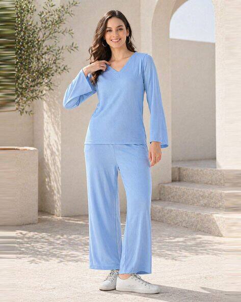 LEIA Women Ribbed Top with Trousers Co-Ord Set