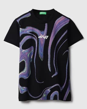 united colors of benetton Regular Fit Round-Neck Printed Digital Wave T-Shirt-picture-17