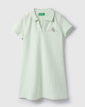 Girls Striped A-Line Dress-image-14