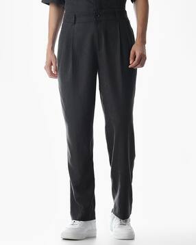 Men Loose Fit Flat-Front Trousers-image-2