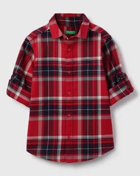 Boys Checked Regular Fit Cotton Shirt-image-36