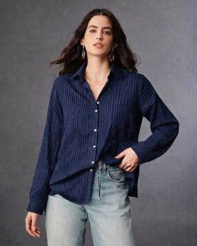 Striped Relaxed Fit Cotton Shirt-image-4