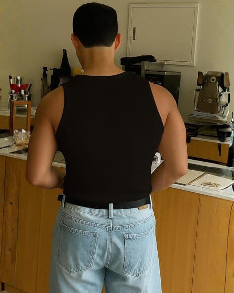 Rockwell Men Ribbed Round-Neck Vest Black - Image 3