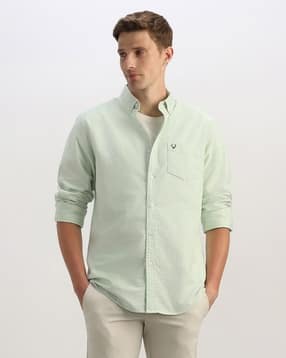 allen solly Men Logo Embroidered Regular Fit Shirt with Curved Hem-picture-34