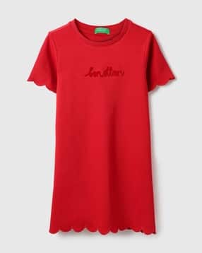 united colors of benetton Girls Logo Embroidered A-Line Dress-picture-18
