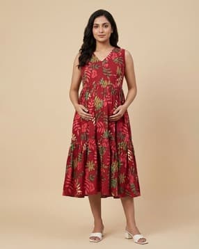 the mom store Women Floral Print Tiered Dress-picture-51