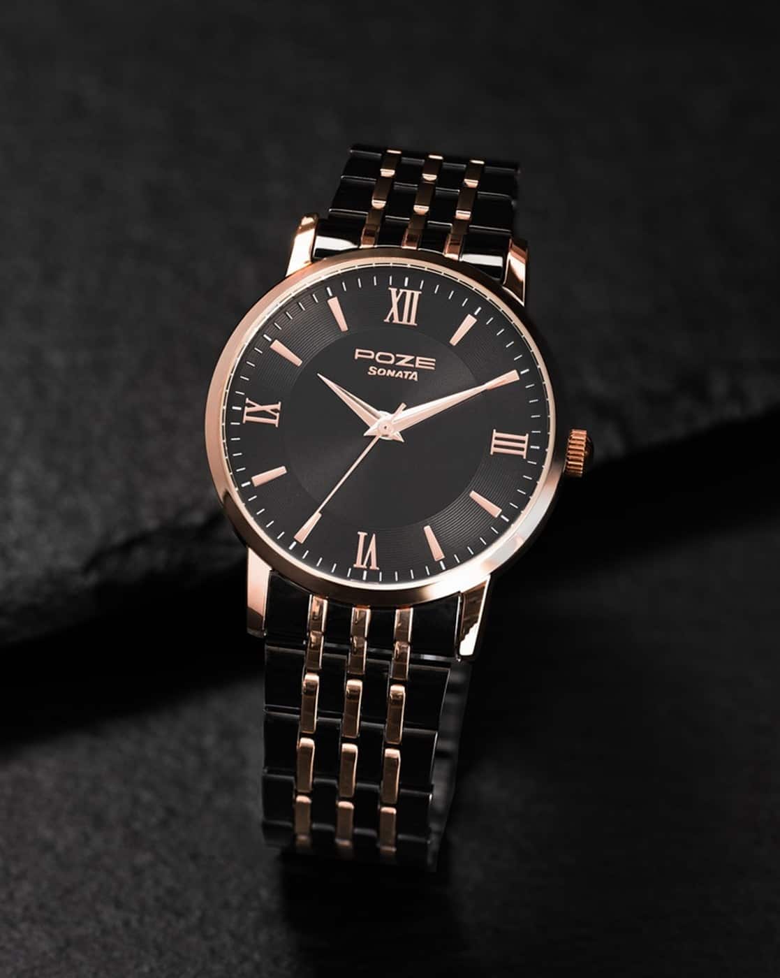 Men Poze Water-Resistant Analogue Watch-SP70058KM01W