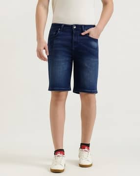united colors of benetton Men Washed Mid-Rise Denim Shorts-picture-37