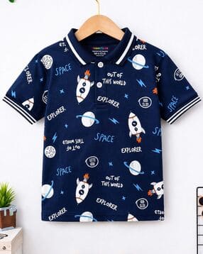 Boys Graphic Print Regular Fit Polo T-Shirt-image-43