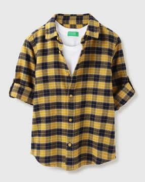 united colors of benetton Boys Checked Regular Fit Shirt with T-Shirt-picture-33