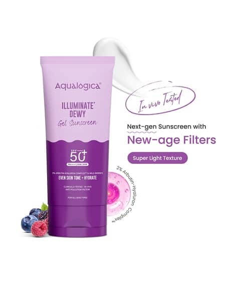 Aqualogica  Illuminate+ Dewy Lightweight Sunscreen Gel SPF 50+ PA++++ for All Skin Types (80 g)