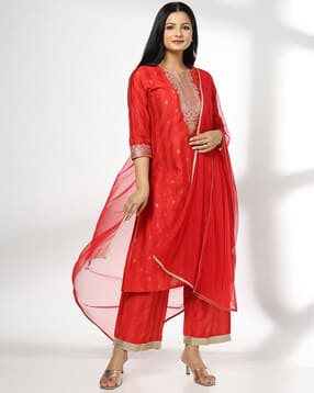 avaasa set Women Embroidered Straight Kurta Suit Set-picture-42