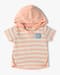 HS striper hoodie tee, PEACH, 12-18M