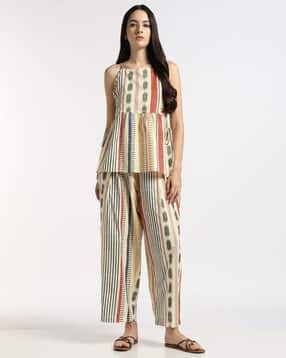 svrnaa by azorte Printed Pleated Pants-picture-19