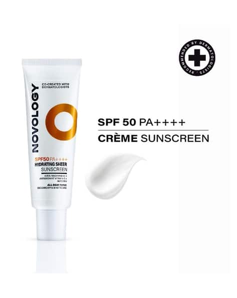 Novology SPF 50 PA++++ Hydrating Sheer Sunscreen No White Cast Broad Spectrum Protection (50 g)