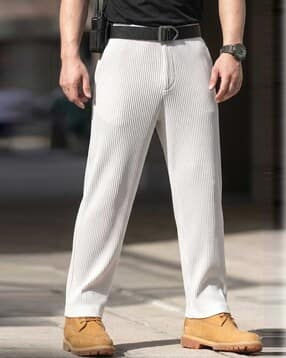 buda jeans co Men Ribbed Relaxed Fit Flat-Front Trousers-picture-10