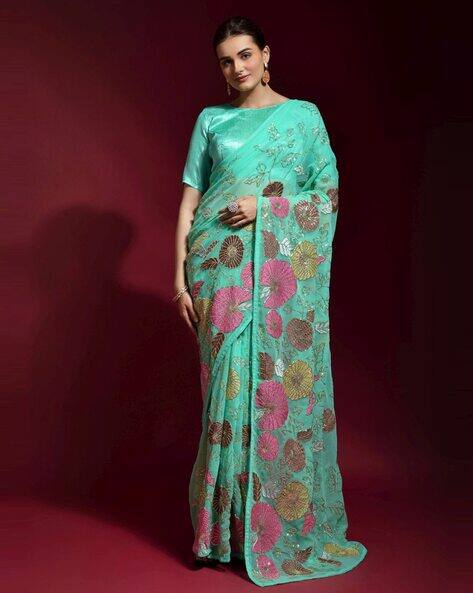Indie Picks Embellished Georgette Saree