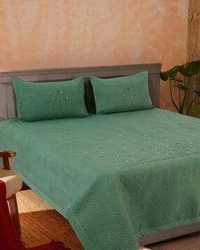 dhrohar Embroidered Queen Size Bedsheet with Pillow Covers-picture-35