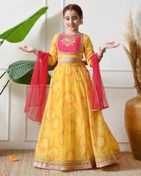 indi-loom couture Girls Floral Print Lehenga Choli with Dupatta-picture-37
