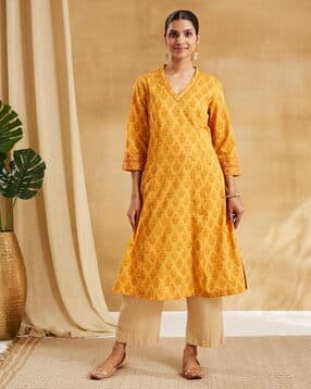 fabindia Women Cotton A-Line Kurta-picture-10