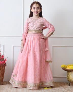 indi-loom couture Girls Embellished & Embroidered Lehenga Choli with Dupatta-picture-41
