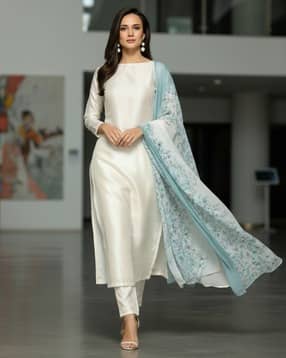 dmunesh fashion Women Straight Kurta with Pants & Floral Print Dupatta Set-picture-23