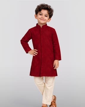 Boys Embroidered Kurta Pyjamas Set-image-47