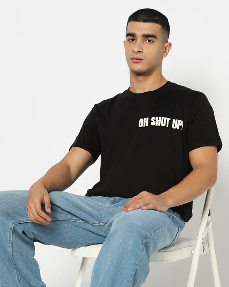 Men Typographic Print Crew-Neck T-Shirt