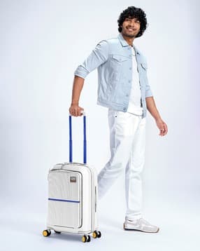 Unisex Striped Small Trolley Bag-image-35