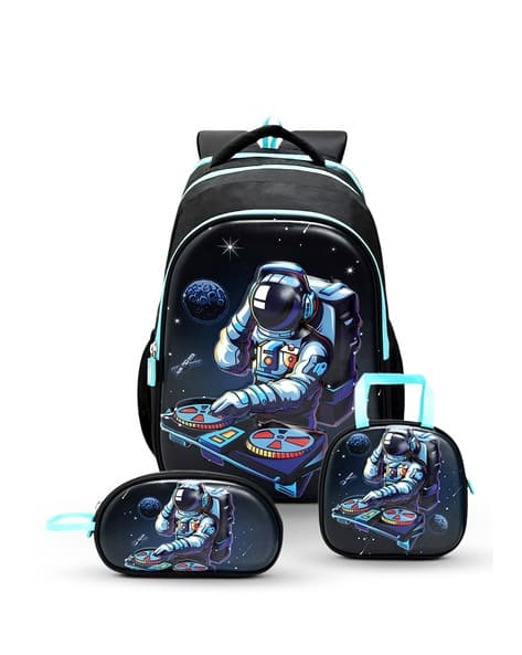 Priority Boys Hard Shell School Backpack Combo with Tiffin & Pouch - 29 L