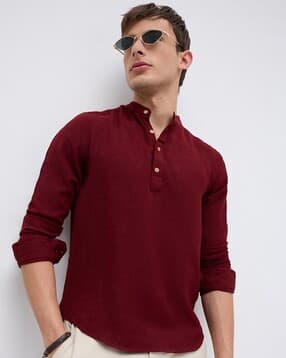 Men Regular Fit Mandarin-Collar Kurta-image-0