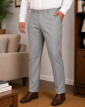 alpha tribe Men Slim Fit Flat-Front Trousers-picture-30